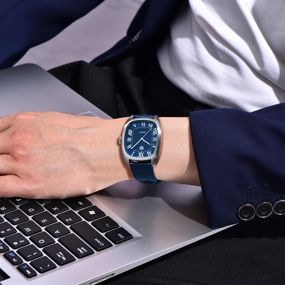 TYBERLEY RollsTimi Classic Men's Watch VH31 Quartz Movement Square Stainless Steel Case Waterproof Leather Strap Simplicity Business Wristwatches