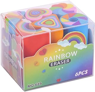 6レインボーハート消しゴムセットクリエイティブペインティング補正ツール子供のための学業用鉛筆鉛筆