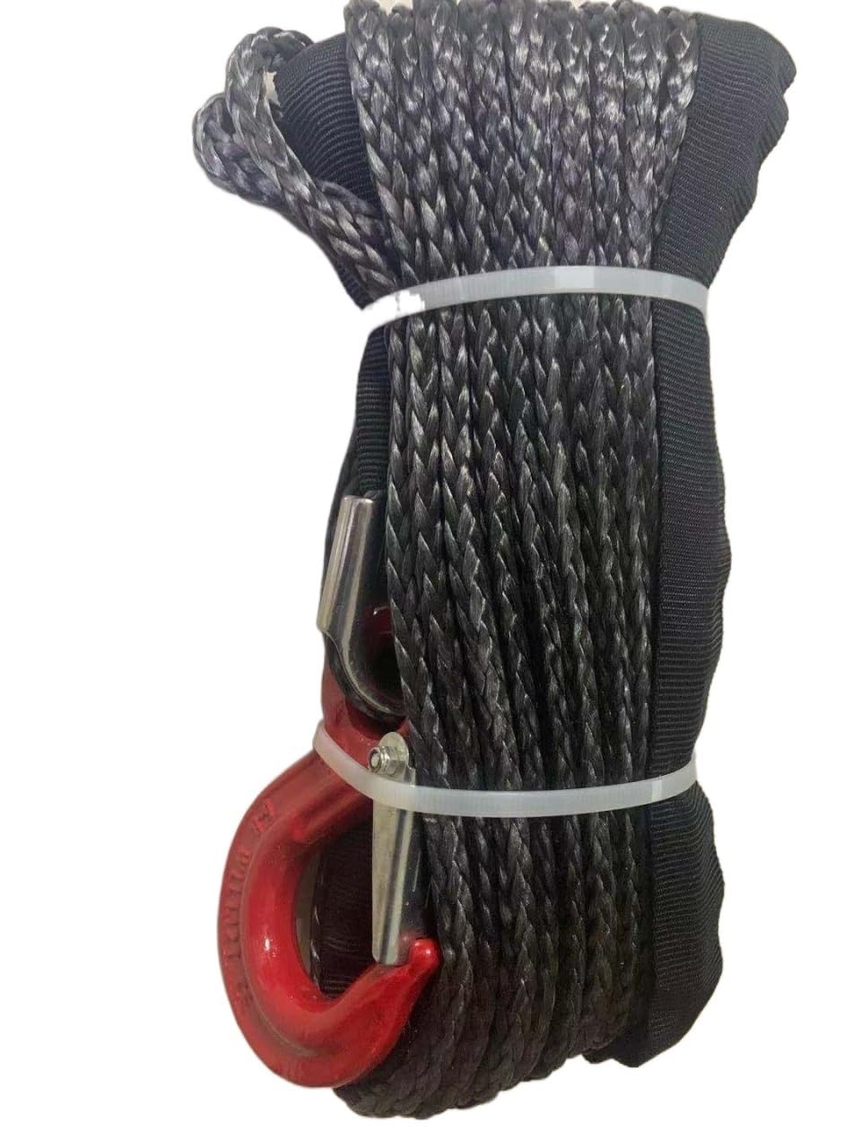 Cuerdas para Remolque, Cabrestante sintético de Cable de Plasma de 6mm X 15m con línea de Gancho Cuerda Uhmwpe con Accesorios de Coche de Funda(Rot)