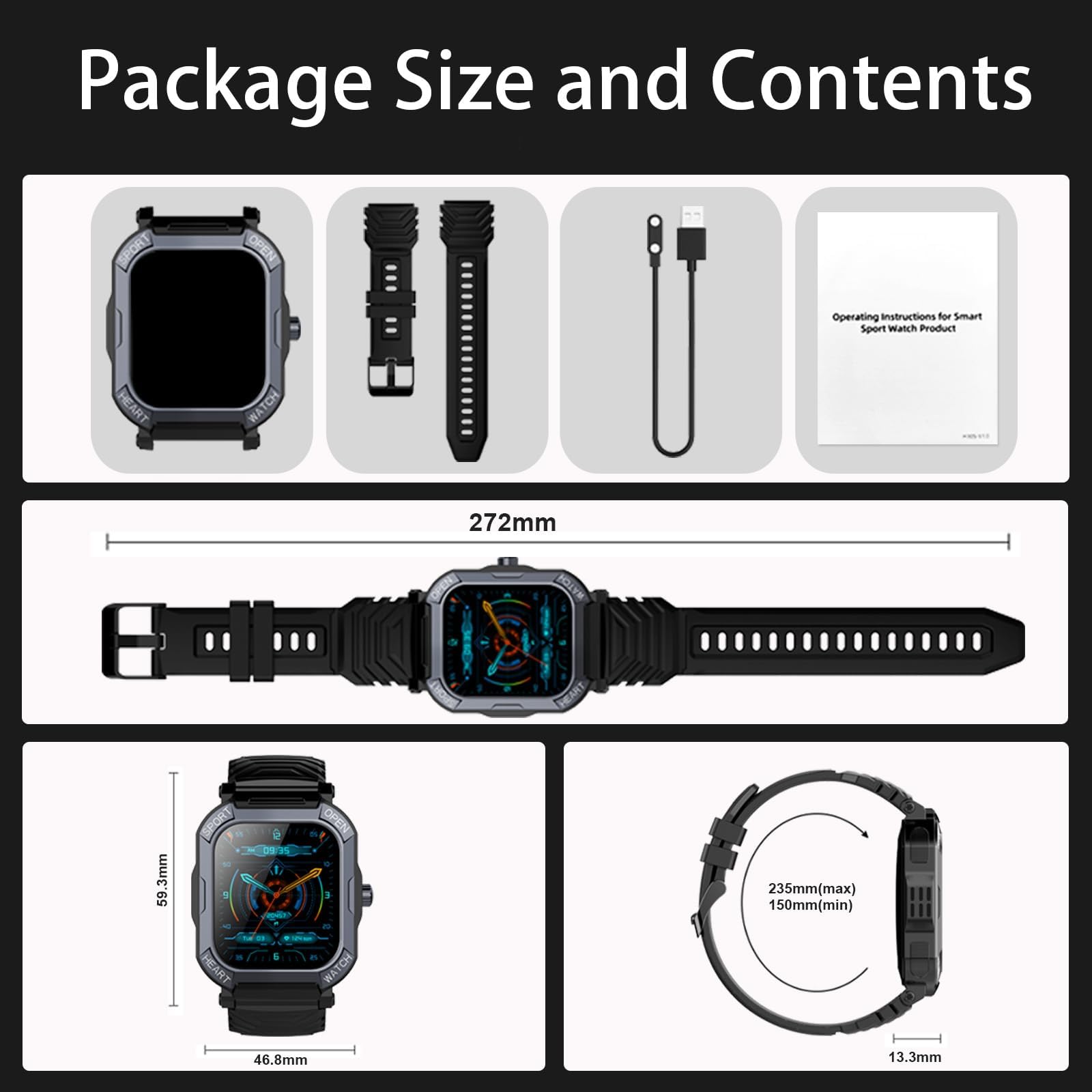 Smart Watch for Men Women (Answer/Make Call), 1.85” Fitness Watch, 113 Sports Modes Smartwatch with Heart Rate/Sleep Monitor, Pedometer, IP68 Waterproof, 2025 Activity Trackers for Android IOS, Black