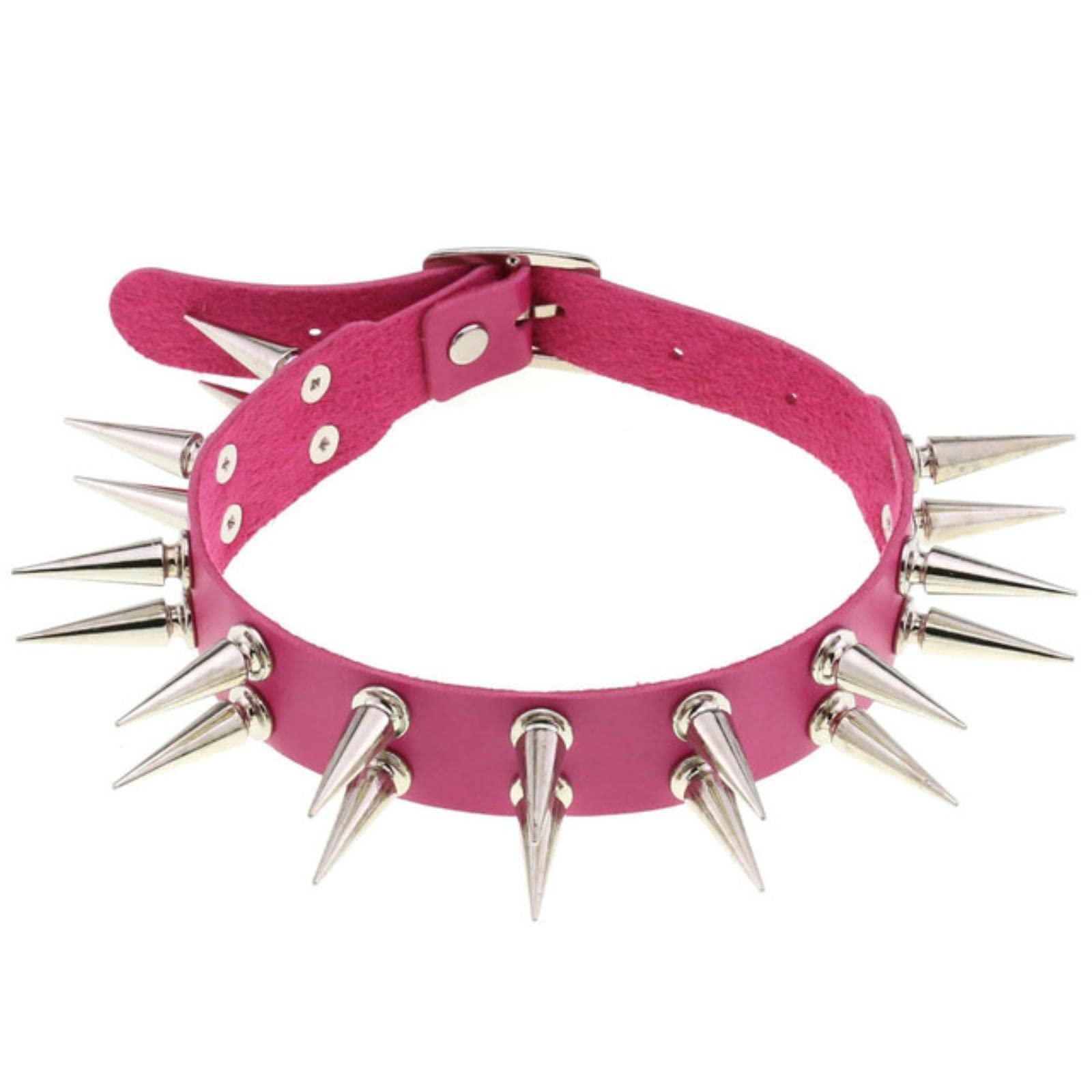 Hcma Girls Rose Red Long Spiked Choker Collar For Leather Goth Necklace Black Punk Chocker Gothic Cosplay Party Club Chockers Sexy Harajuku Jewelry