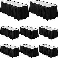 Vista 1 de Tegeme 8 faldas de mesa de plástico negro para mesas rectangulares, 14 x 29 pulgadas, faldón de mesa desechable con volantes con tira adhesiva