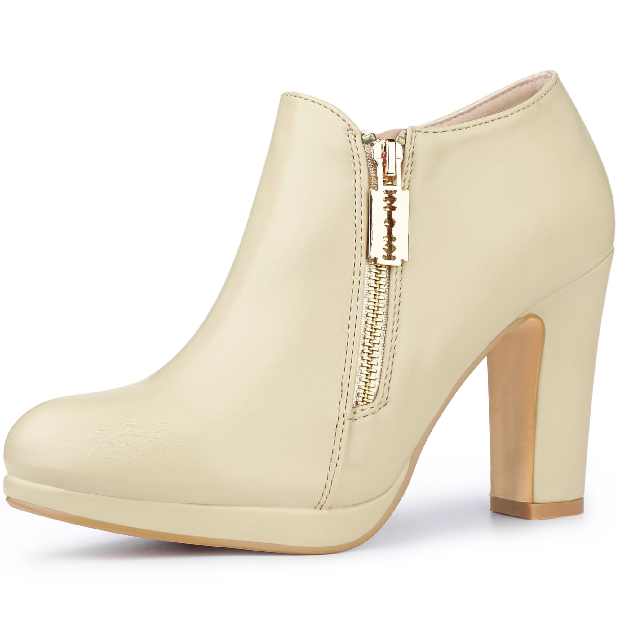 Allegra K Women's Platform Round Toe Chunky Heelss Ankle Booties