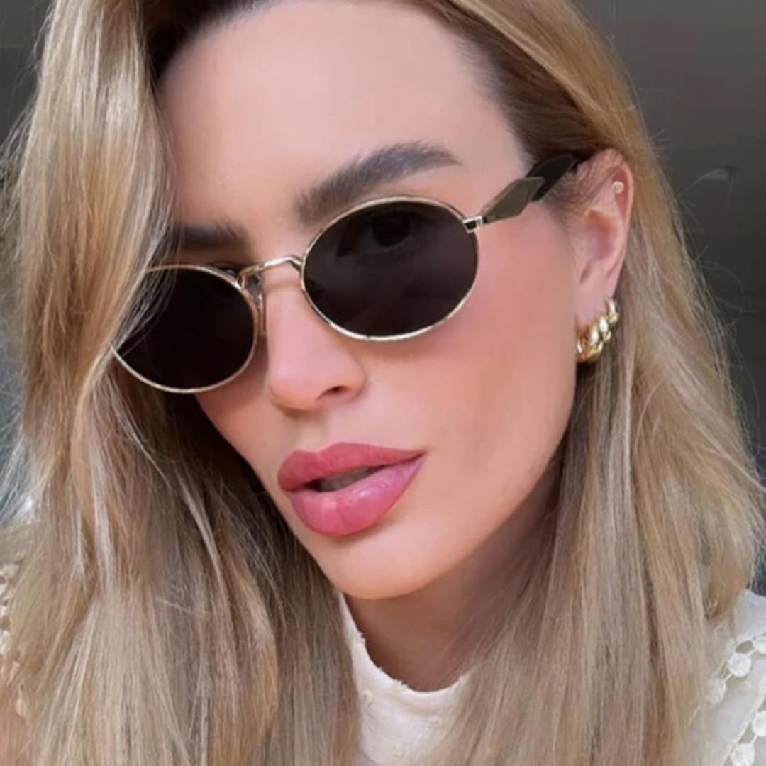 Gafas de sol ovaladas estilo punk retro para mujer y hombre, para conducir al aire libre, con protección UV400