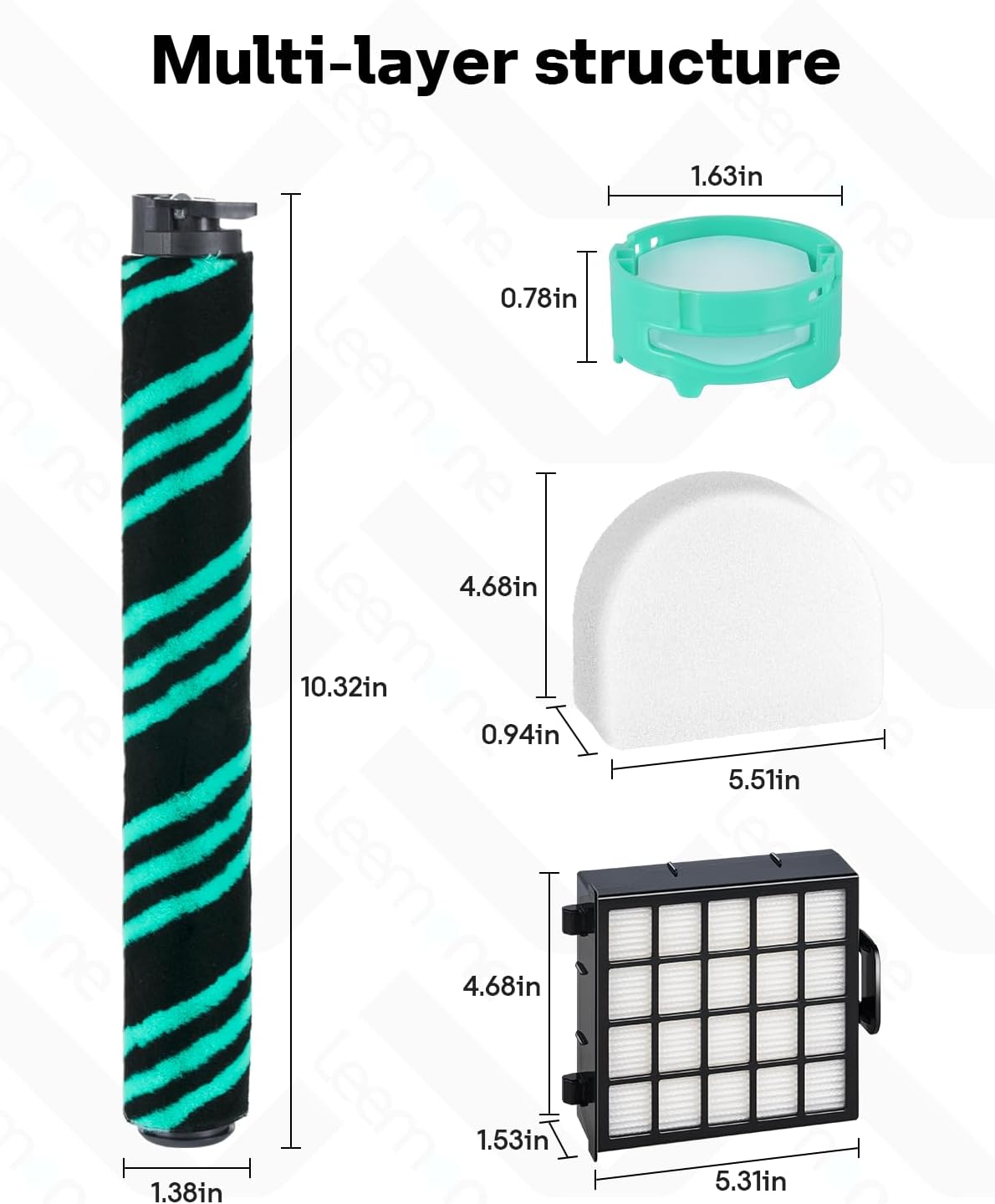Leemone AZ4002 Replacement Accessories for Shark AZ4000 AZ4000C AZ4002 AZ4002W POWERDETECT Upright Vacuum Cleaner, 1 Brushroll, 2 Filters, 4 Foam & Felt Filters, 4 Odor Neutralizer Cartridges, 12 Pack