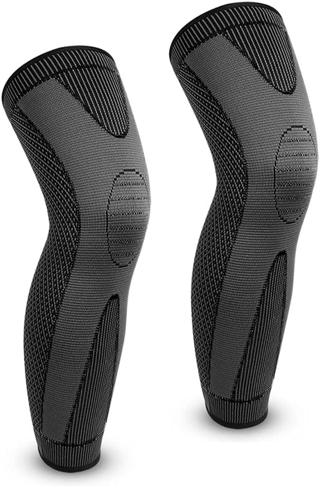 Full Leg Compression Sleeve for Men & Women, Long Knee Brace Sleeve for Basketball, Arthritis Cycling Sport (1 Pair)