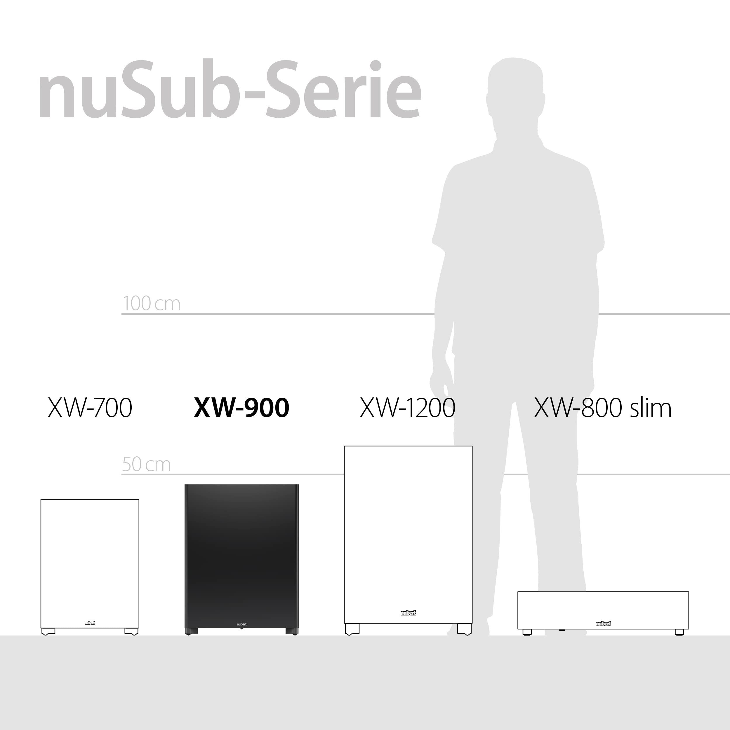 Nubert nuSub XW-900 | Schwarzer Subwoofer | Lautsprecher für Bass & Effekte | Surround & Action auf höchstem Niveau | Downfiresubwoofer mit Aktiv-Technik | LFE-Box mit 380 Watt