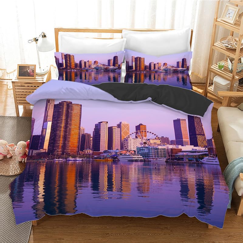 Housse de couette 240 x 260 en microfibre violette pour un lit sans plis