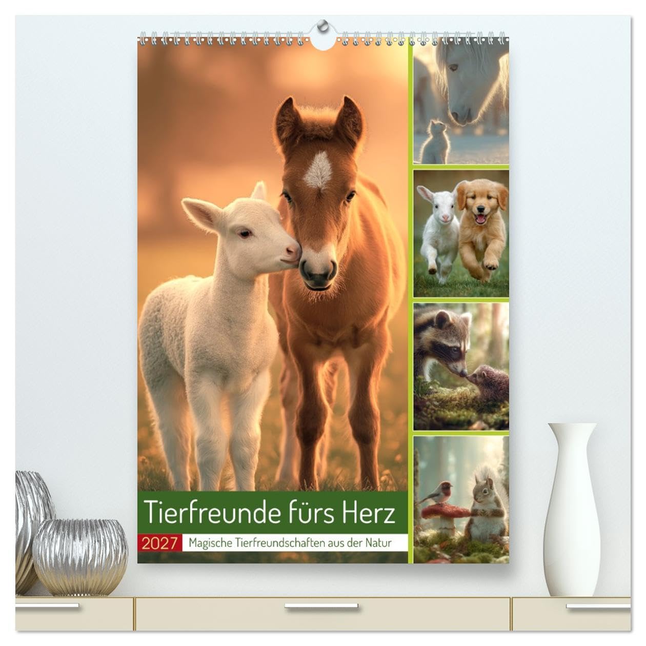 Tierfreunde fürs Herz (hochwertiger Premium Wandkalender 2027 DIN A2 hoch), Kunstdruck in Hochglanz: Dieser bezaubernde Tierkalender zeigt niedliche ... verschiedenen Tieren. (CALVENDO Tiere)