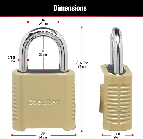 Miniatura 6 de Master Lock Cerradura de combinación para exteriores resistente 875D, acabado de latón