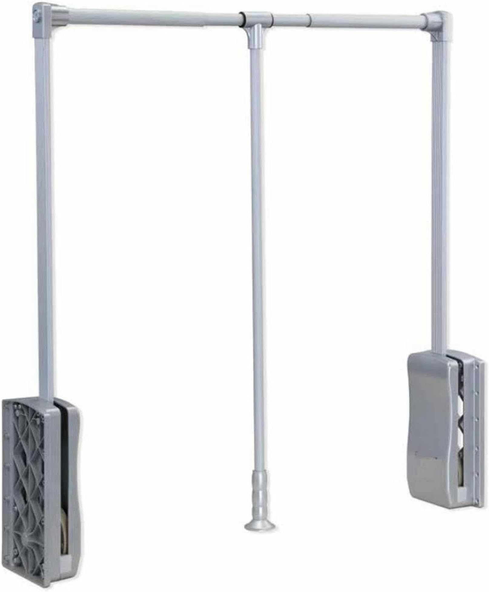 GTHTUHFD Heavy Duty Pull Down Closet Rod, Extendable Wardrobe Lift Pull Down Closet Rod, Aluminium Retractable Cabinet Rail Lifter Clothes Hanger Liftable Clothing Finishing,Silver-510