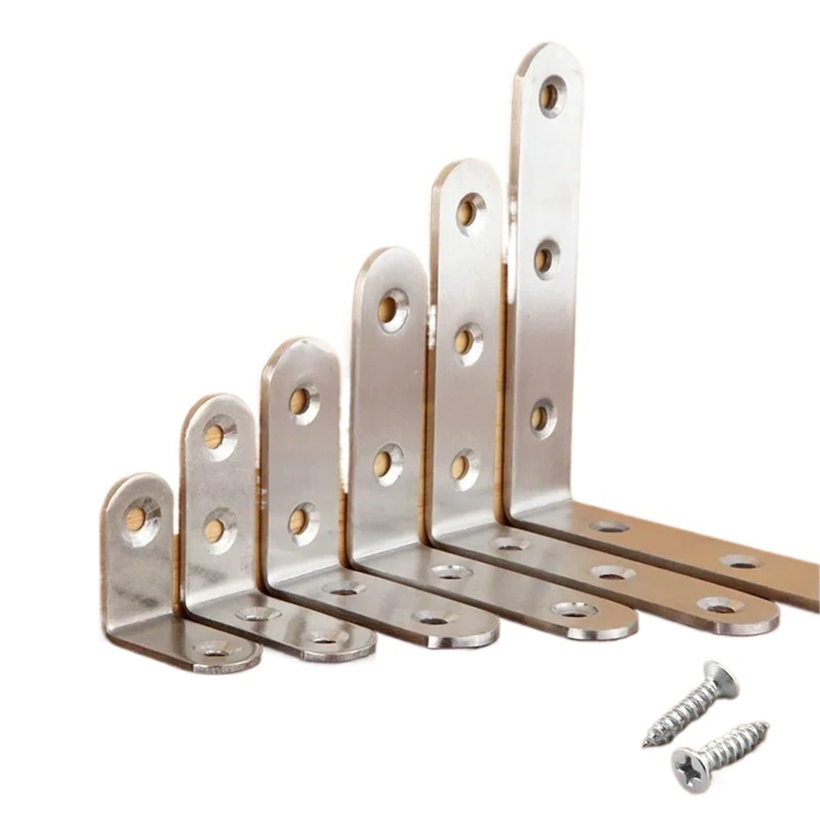 Staffa angolare da 90 gradi in acciaio inossidabile 10 pezzi, staffa for di fissaggio for mobili, schermi parete, con viti Per Mobili, Scaffali, Sedie In Legno(100x100mm)