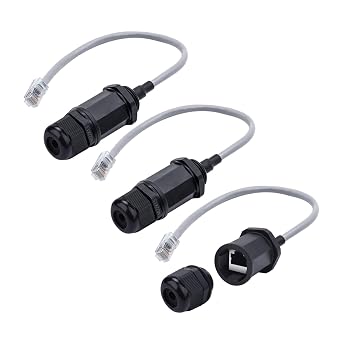 Panel Mounting RJ45 Waterproof Connector No Shield, Male to Female, 8P8C, CAT 5, CAT 5E, M22 IP67 Ethernet LAN Cable Coupler Outdoor Adapter Weatherproof Connection 3-Pack