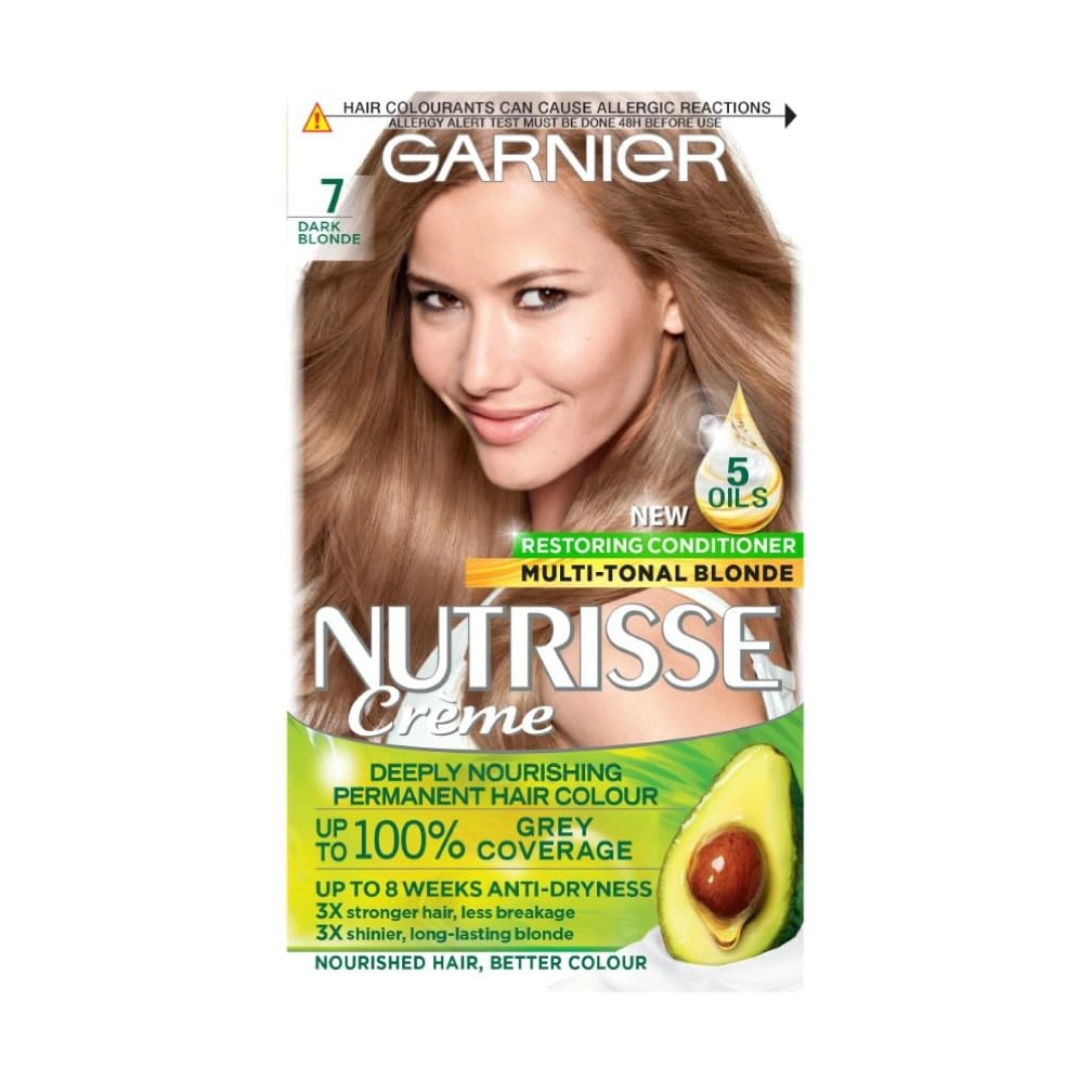Nutrisse Permanent Hair Dye, Natural-looking, hair colour result, For All Hair Types, 7 Dark Blonde
