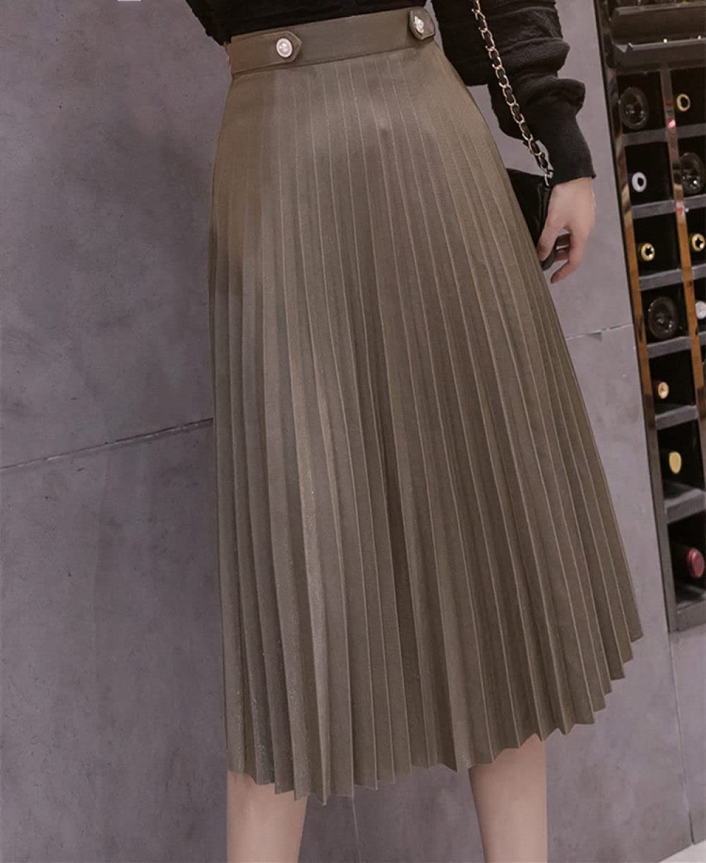 Faldas Mujer Reino Unido,Faldas Plisadas para Mujer Falda Midi Caqui De Talle Alto Cierre De Cremallera Trasera Falda Fruncida Elegante Falda Informal Cálida De(As Shown XL)