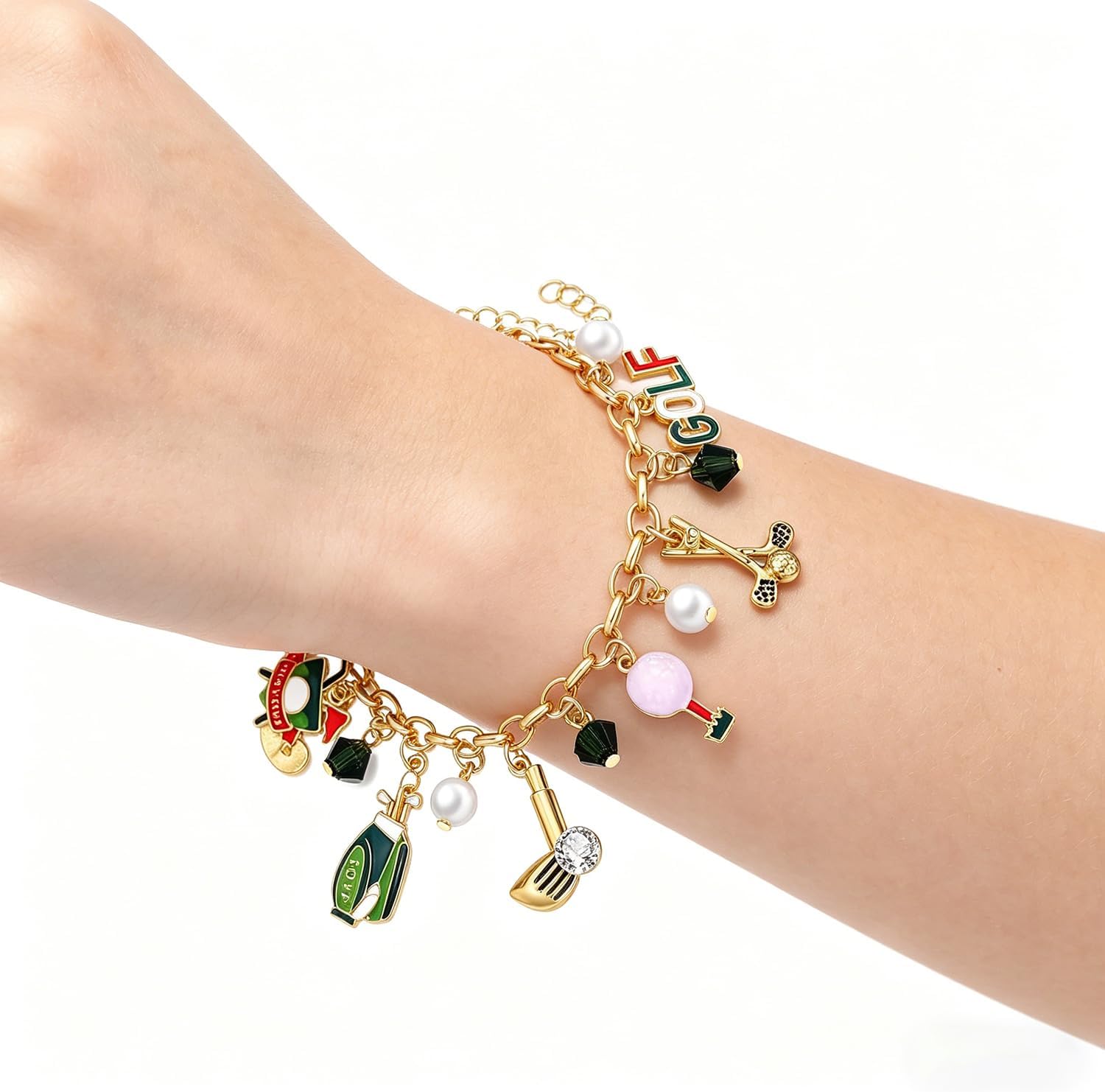 ARATLENCH Baseball Bracelet for Women Men Teens Game Day Sports Golf Baseball Theme Charm Bracelet Jewelry Accessory Gifts for Baseball Golf Fan Players