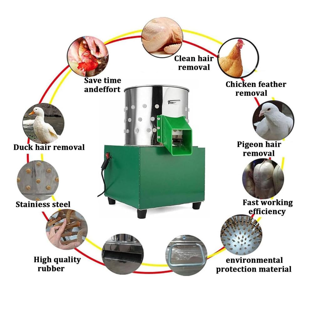 Desplumador comercial de aves de corral de 60 W, 550R/Min de acero inoxidable para pollo, pato, pavo