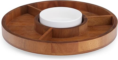 Nambe Duets Collection Lazy Susan, organizador dividido, bandeja para servir, plato Crudité, cocina, comedor, exhibición y almacenamiento de