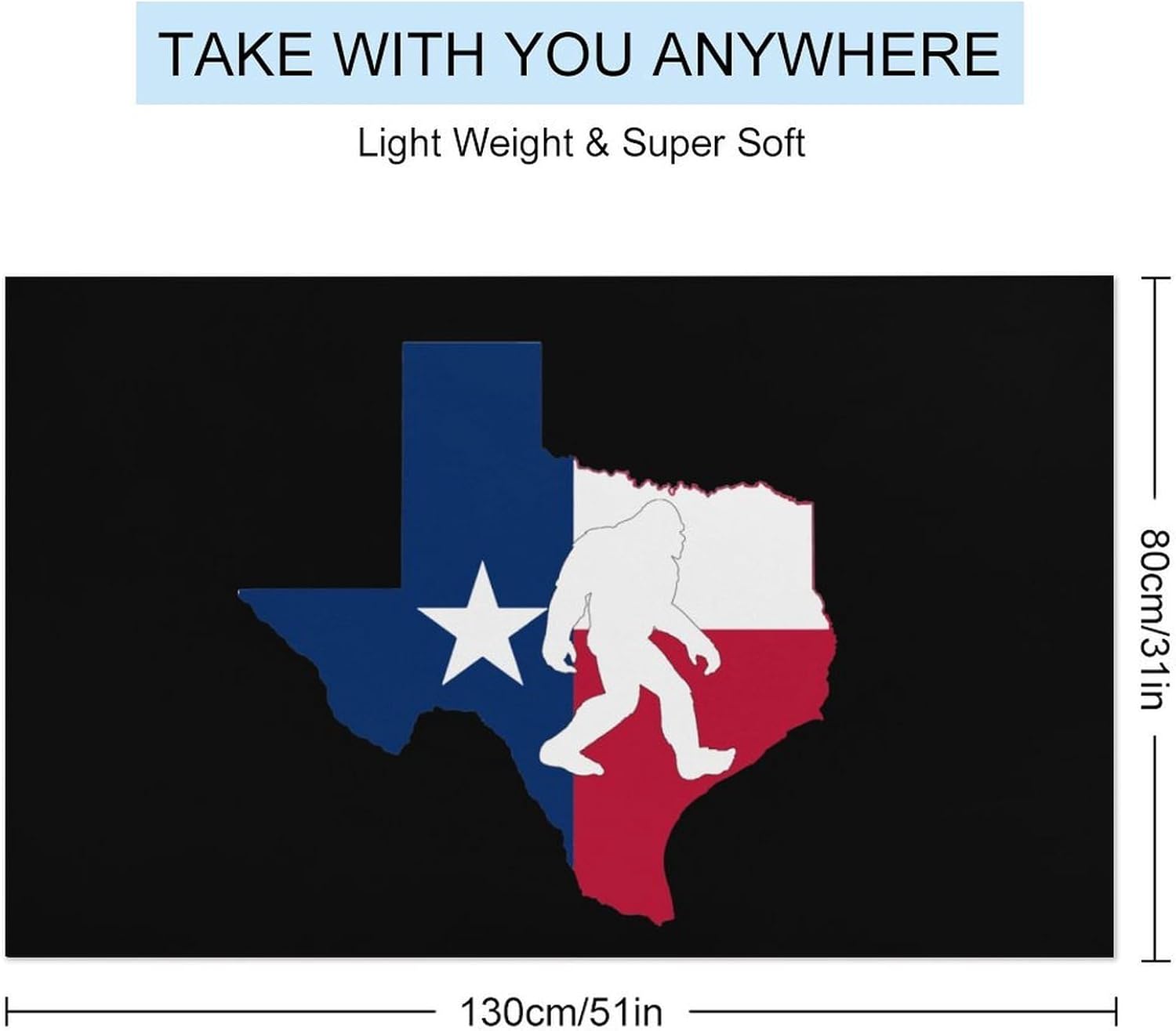 Texas Distressed Bigfoot Flag Oversized Beach Towel Soft Absorbent Pool Bath Swim Towels for Adults Travel Vacation Gifts 130x80cm