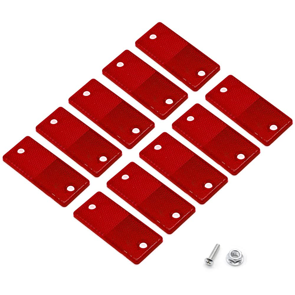 ETUKER 10 Pack Rear Reflector, Rectangular Rear Reflectors Screw on Safety Reflective, Post Reflectors, Reflectors For Gate Posts for Caravan/Truck/Trailer/Boat/Motorcycle Fence Gate Posts