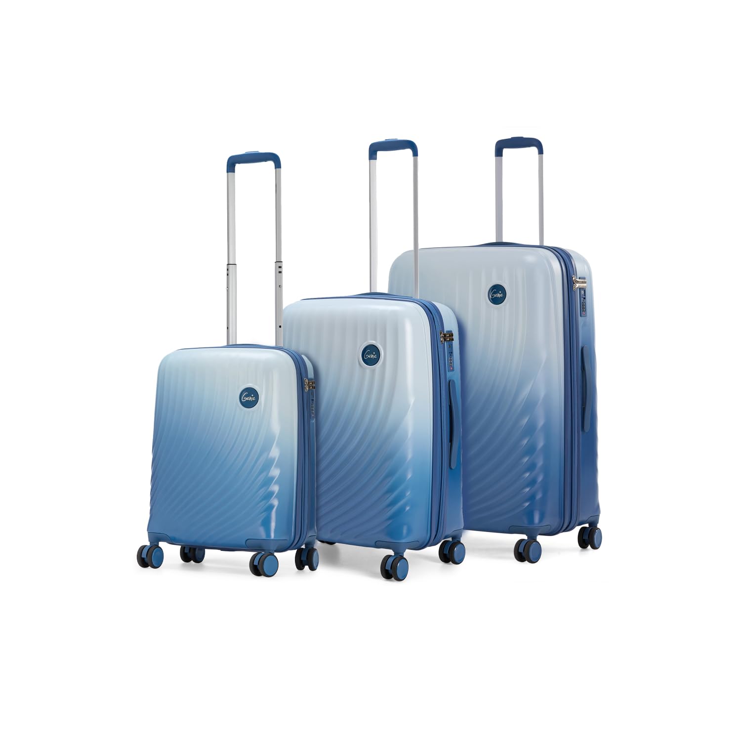 Scarlett Hard Luggage with Expander, TSA Lock, Toiletry Pocket, Shoe Pouch, Packing Cubes and Dual Wheels - Small, Medium and Large Set - Ocean Ombre-image-4