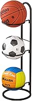 AGTEK Ball Storage Rack with 3 Baskets - Garage Organizer Shelf for Basketball, Football, Soccer Balls, Black