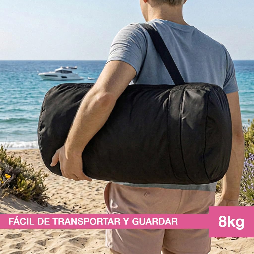 Ibiza 240 - Anillo Hinchable 3 o 5 Personas, Doble-Capa Dura, Anti-Medusas, Plataforma Flotante, Flotador Hinchable (Rosa, Unión de Cuerda)