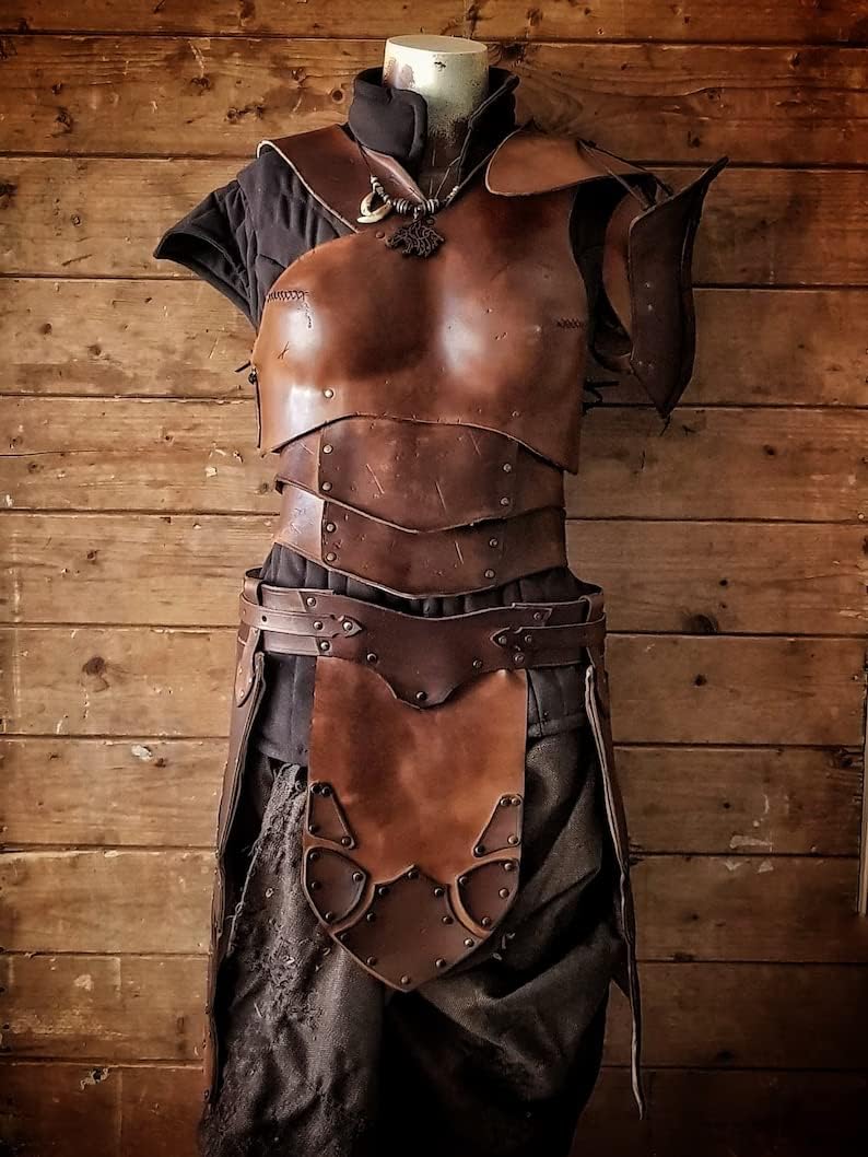Viking Leather Armor for Women Set LARP Female Armor Leather Breastplate & Shoulder Piece Cosplay Theatrical Play