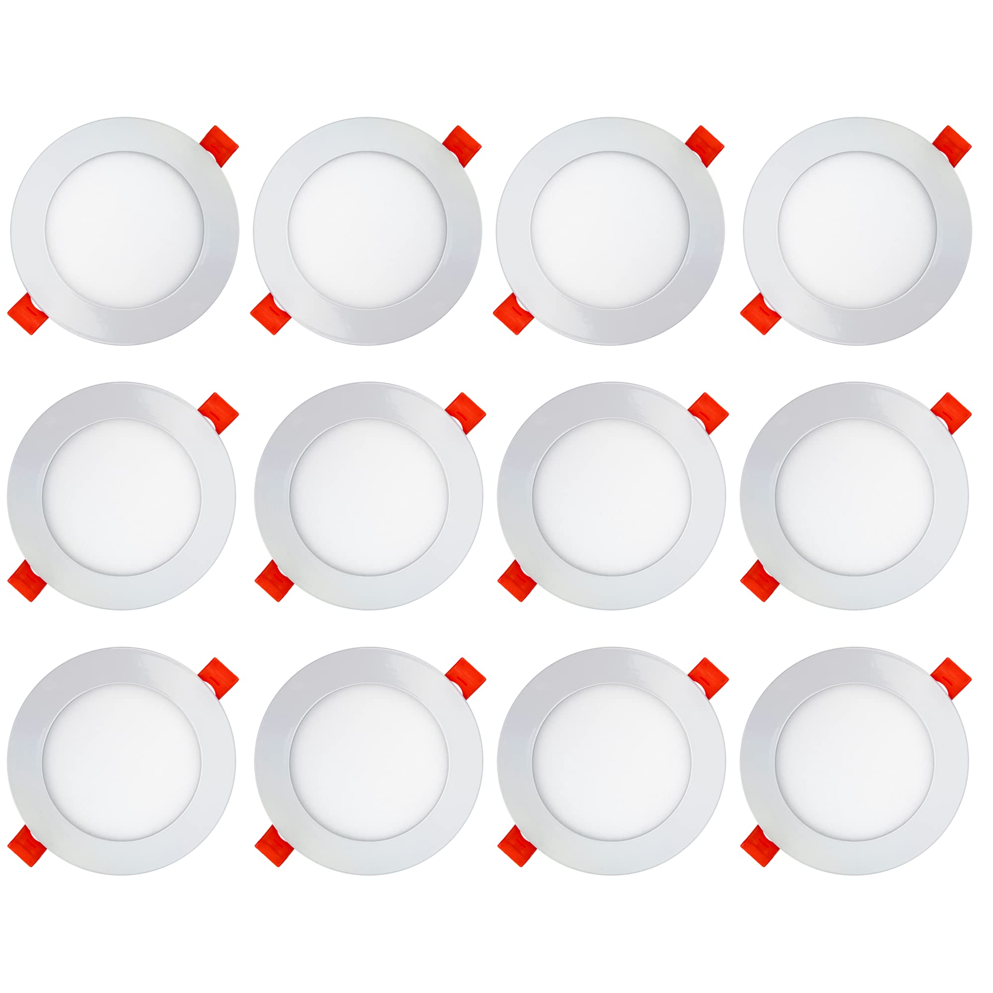 LED Einbaustrahler 230V flach - 12er Set - 6W LED Spot - 6500K - 106mm - IP20