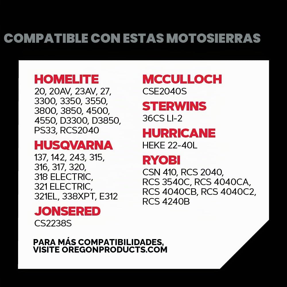 Oregon Pack de 3 Cadenas de Motosierra y Kit de Afilado - Cadena 3/8" LP para Espadas de 40cm -56 Eslabones, 1.3mm, bajo retroceso, compatible con Einhell, McCulloch, Black & Decker y muchas más