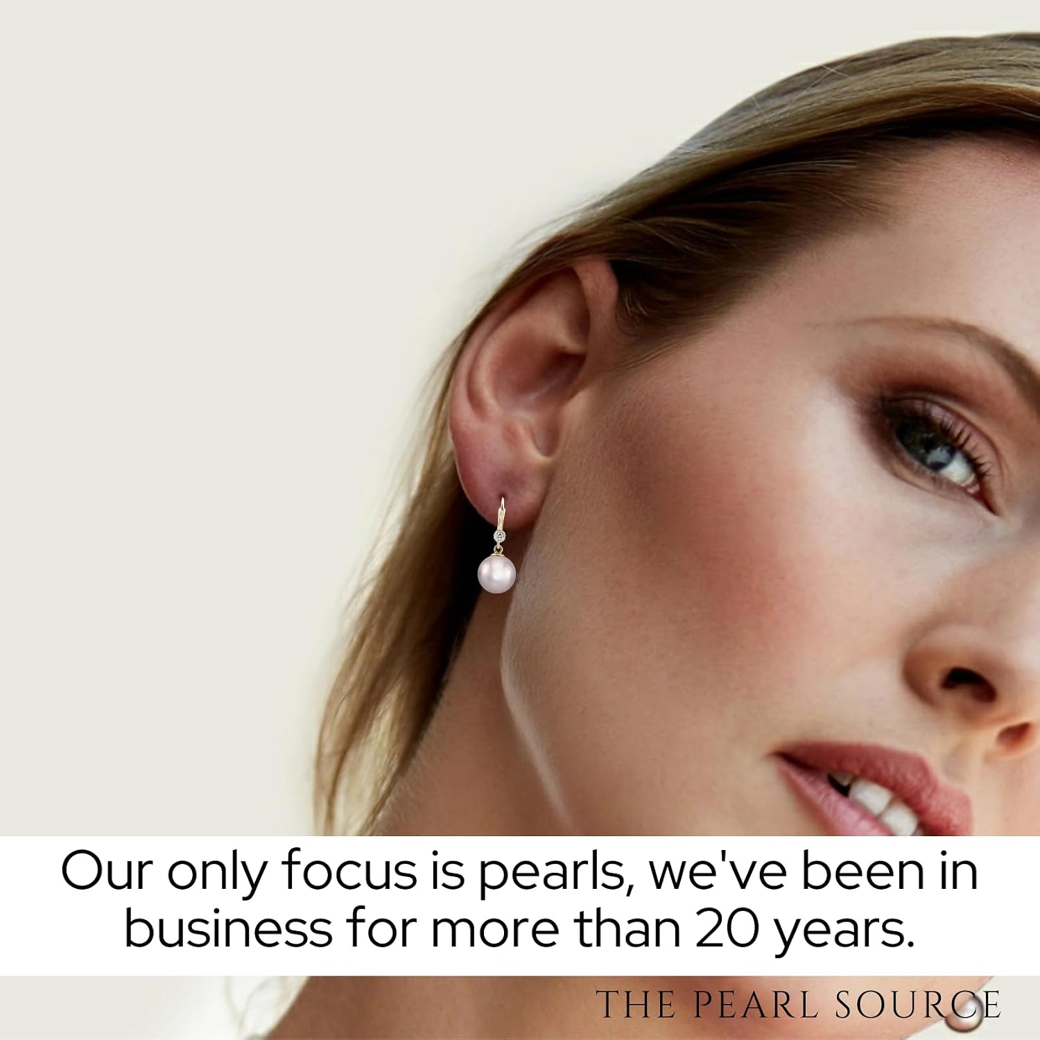 THE PEARL SOURCE 14K Gold AAA Quality Round Genuine White Akoya Cultured Pearl & Diamond Michelle Earrings for Women