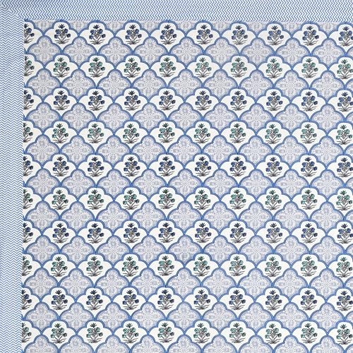Image of Urban Jaipur 100% Cotton Bedsheet for Double Bed (90 x 108 Inches) | 210 TC King Size Bed Sheet for Double Bed with 2 Pillow Covers | Pure Cotton Jaipuri Bedsheet- Blue