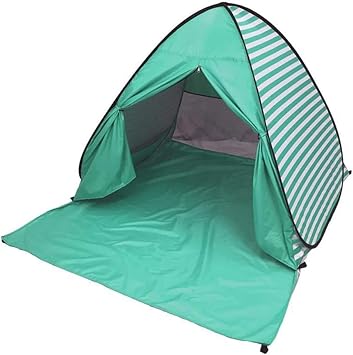 Automatic Pop Up Beach Tent for 2-3 Persons-Stripe Style Green