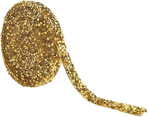 Hahiyo Cinta adhesiva de diamantes de imitación de cristal, pegamento térmico, reutilizable, elástica, rollo de malla brillante, brillante, 2