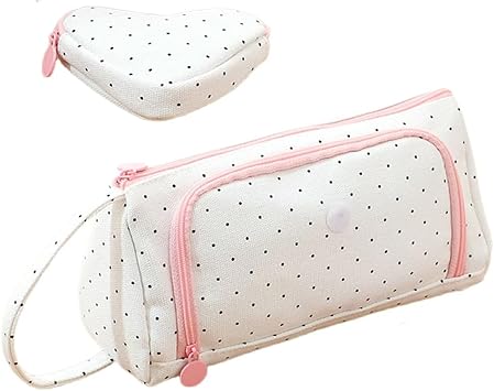 AuraGlor Big Capacity Pencil Case with Handle 3 Compartments Large Pencil Pouch Pen Bag Pencil Box Holder Organizer Simple Storage Aesthetic Stationery for Adults Men Women Office Essentials Beige