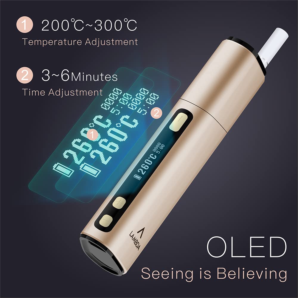 LAMBDA Dual Heat Not Burn Device 3200 mAh OLED Display Einstellbare Temperatur Heizung Gold