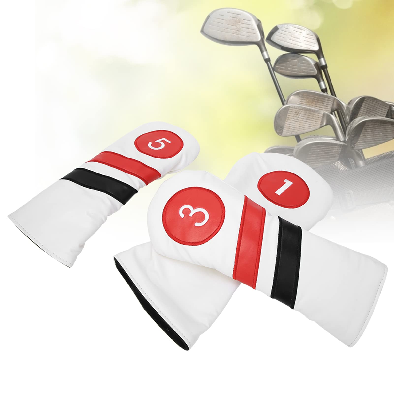 Gavigain 3PCS Golfs Headcovers,PU Leather Waterproof Golfs Putter Head Covers Thicken Lining Wooden Club Headcovers Golfs Driver Fairway Hybrid Head Cover (White)