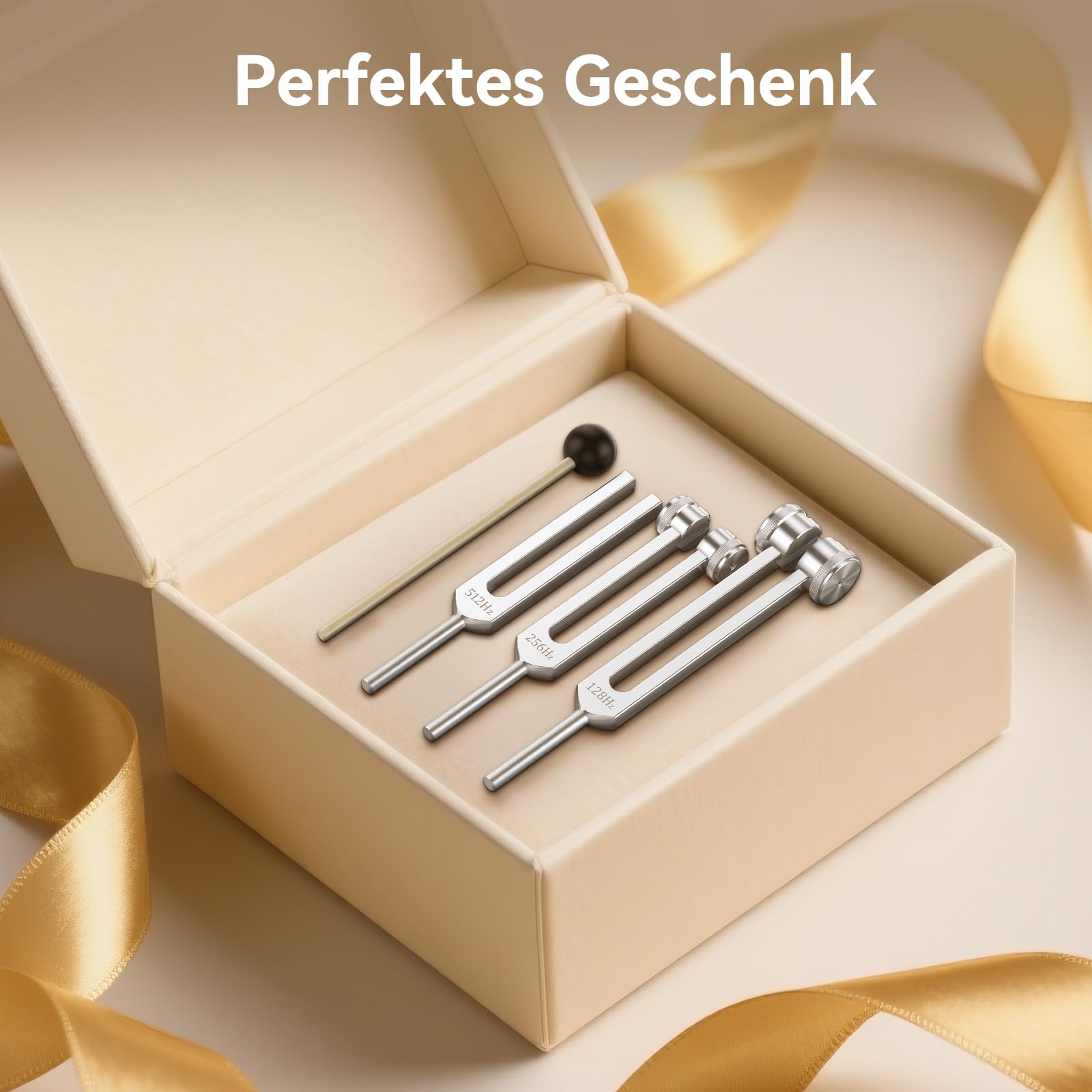 Heilende Stimmgabel Set (128Hz, 256Hz, 512Hz) - mit Kristallsockel für Chakraanpassung, Klangheilung, Meditation, Yoga, für spirituelle Entspannung