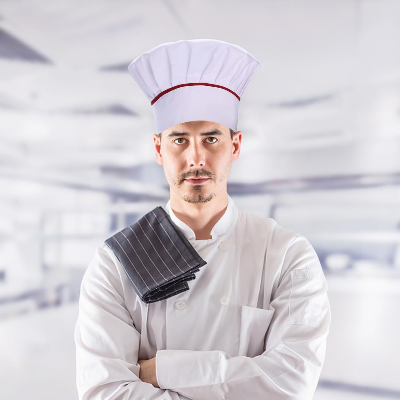 COLLBATH Chef Hat Chef Working Cap Costume Bonnet Cook Uniform Hat Unisex Tie Back s Classy Caps for