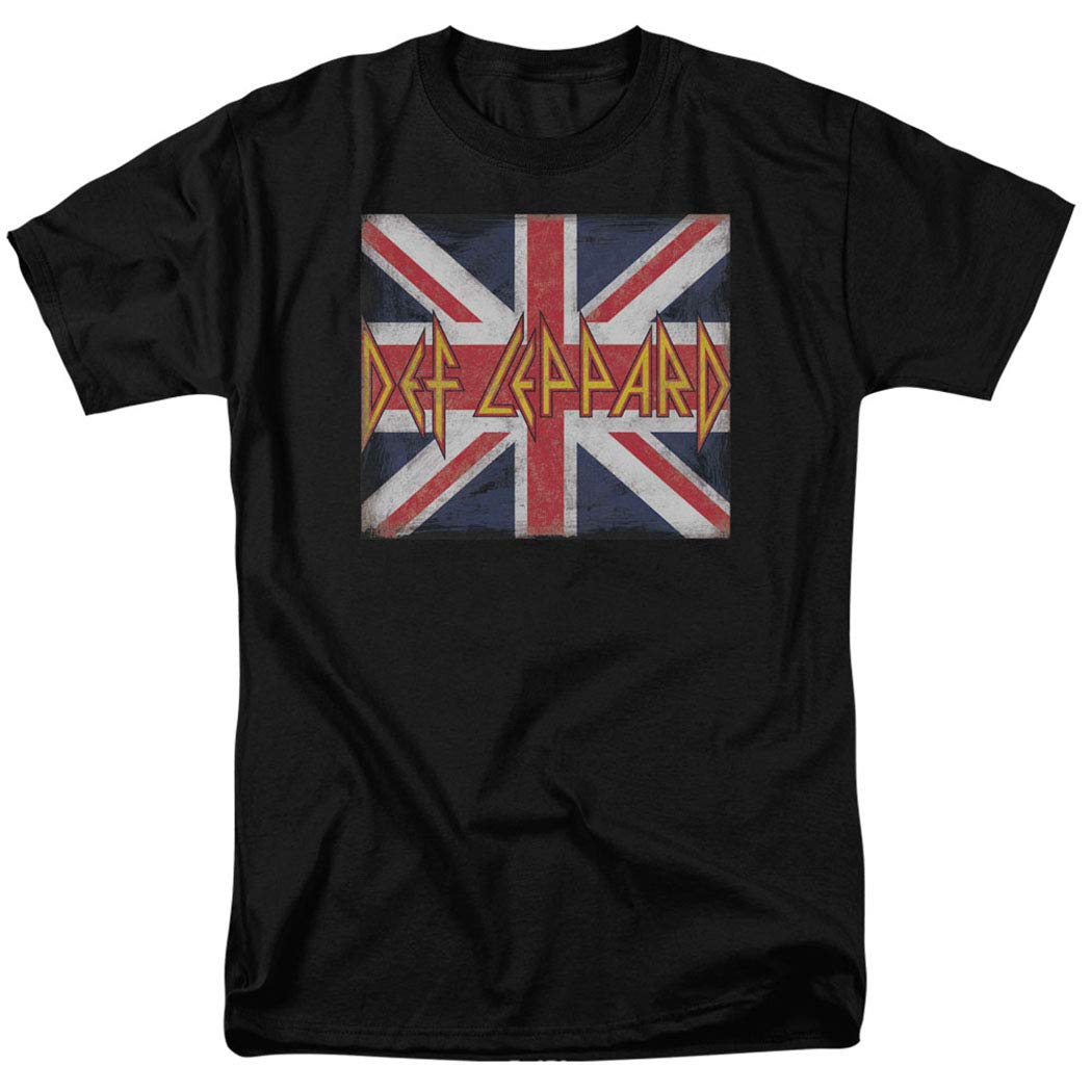 PopfunkClassic Def Leppard Logo Union Jack 80s Rock T Shirt & Stickers