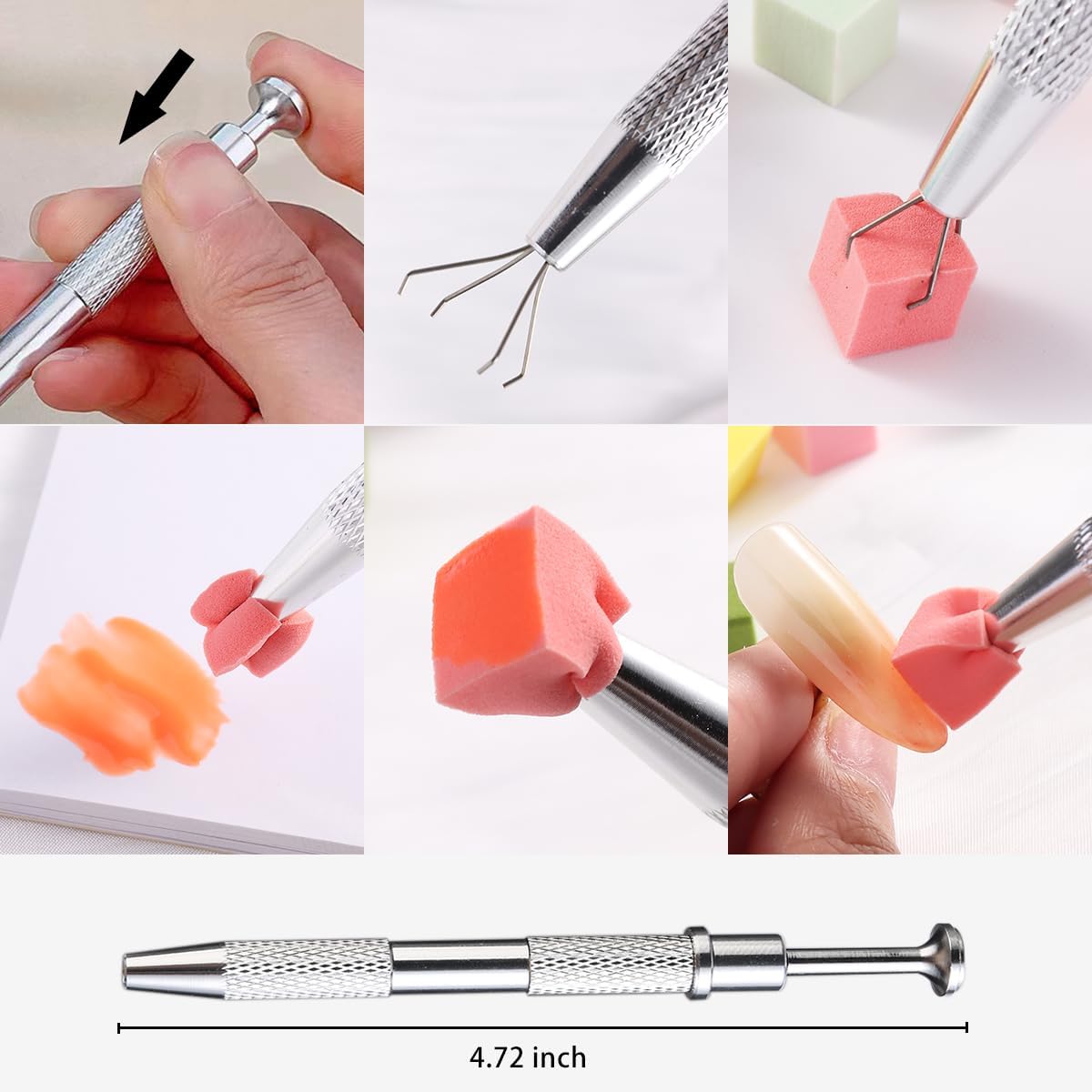 Nail Art Sponge with Metal Gripper, 200 Pieces Nail Art Sponges and 4 Claws Nail Sponge Metal Gripper - Image 4