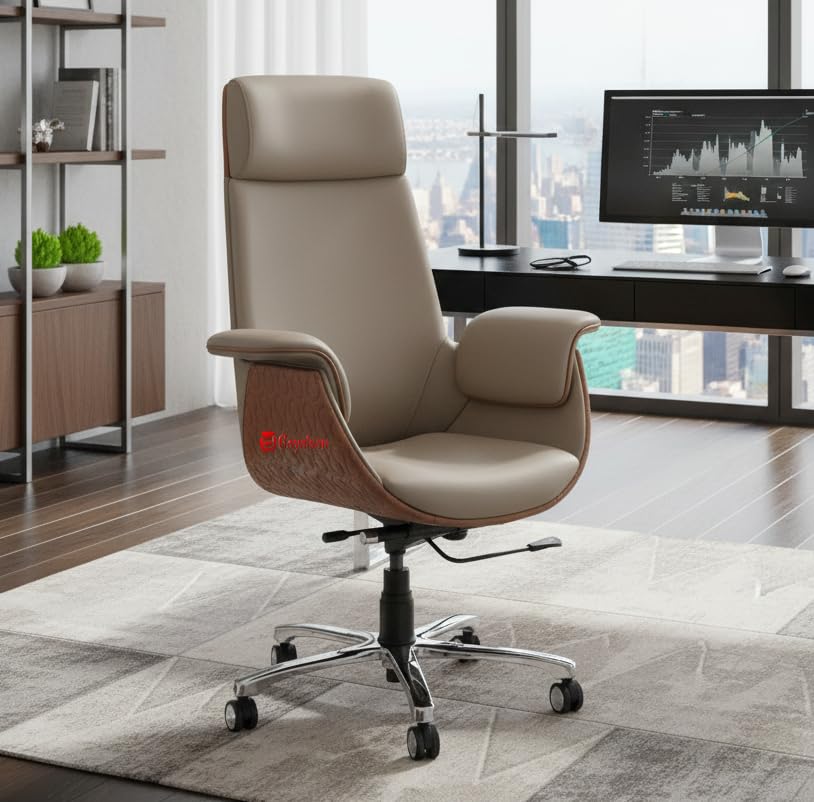 Image of GOYALSON Comfortable Revolving Chair for Director Principal Manager Office with arm Rest with Wheels and Cushioned seat Back Chair (1, Brown, Premium Design High Back)