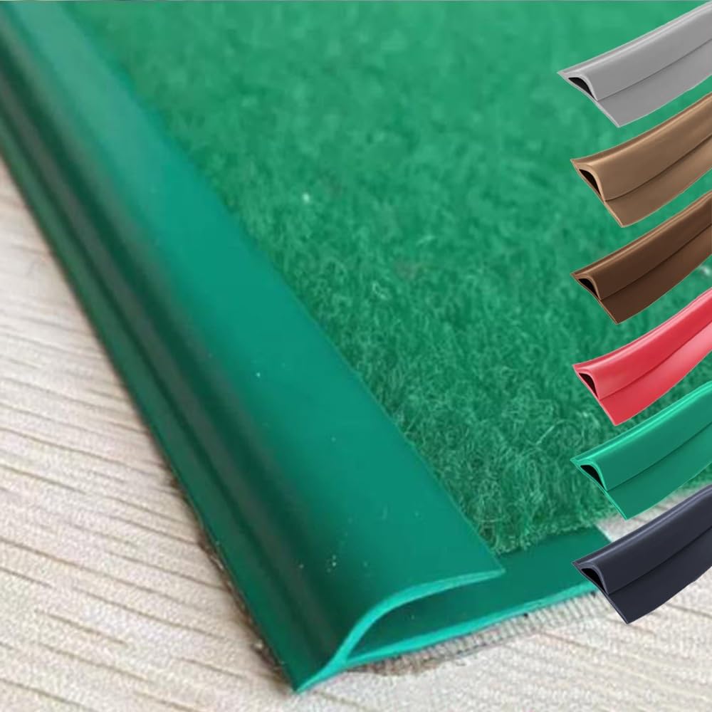 QSPNVFB Carpet Floor Transition Strip Self Adhesive Pvc Carpet Edging Strips, Cuttable Flexible Rug Edge Wrapping, Rugs Height Less Than 8mm(Green,4m(13ft))