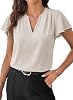 EVALESS Blusas para Mujer Casual Elegante Verano Volante Manga Corta Cuello V Trabajo Negocio Oficina 1