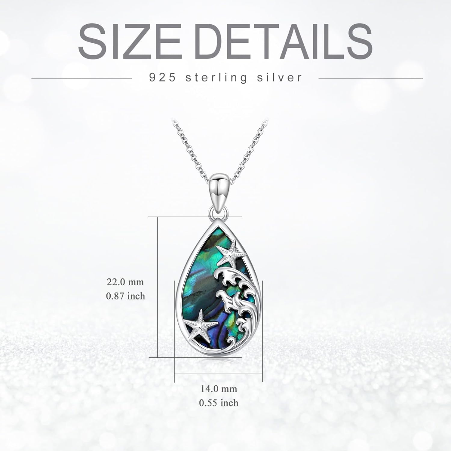 Teardrop Necklace 925 Sterling Silver Abalone Shell Pendant Moonstone Jewelry Turquoise Gifts For Women - Image 3