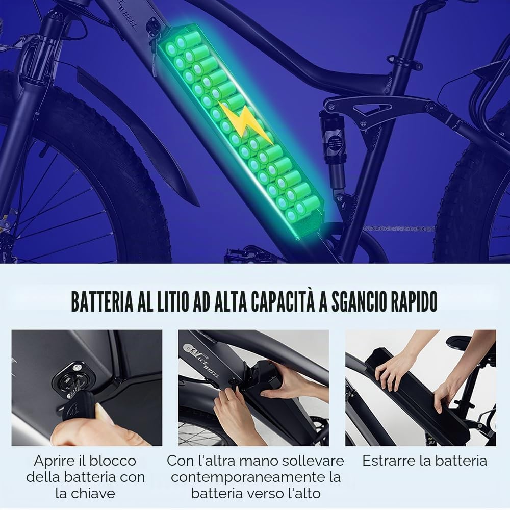 E-bike TP26 per adulti, motore brushless da 48 V, batteria agli ioni di litio da 17 Ah, telaio in lega di alluminio, bici elettrica fuoristrada per pendolari, mountain bike, freno a disco