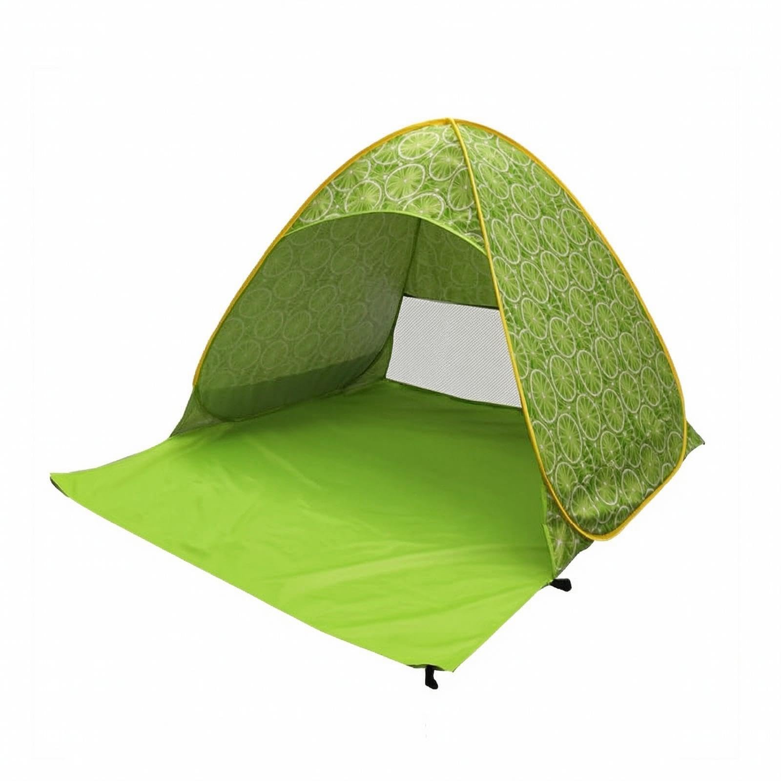 Beach Tent with Carry Bag Foldable Beachside Tent Freestanding for Families, Park, Camping Lemon Print XL Regular-image-18