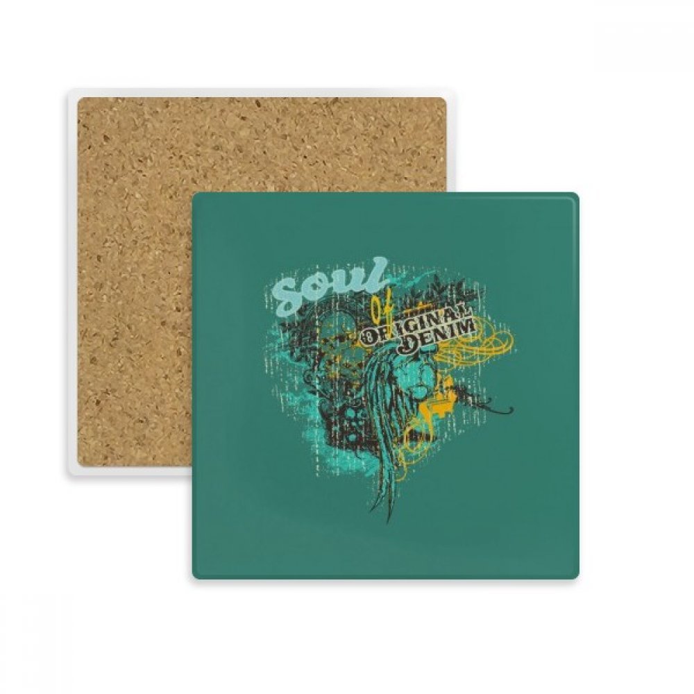 Dessous de Verre Absorbant Pierre contre les Taches : Support Carré Denim Street Soul