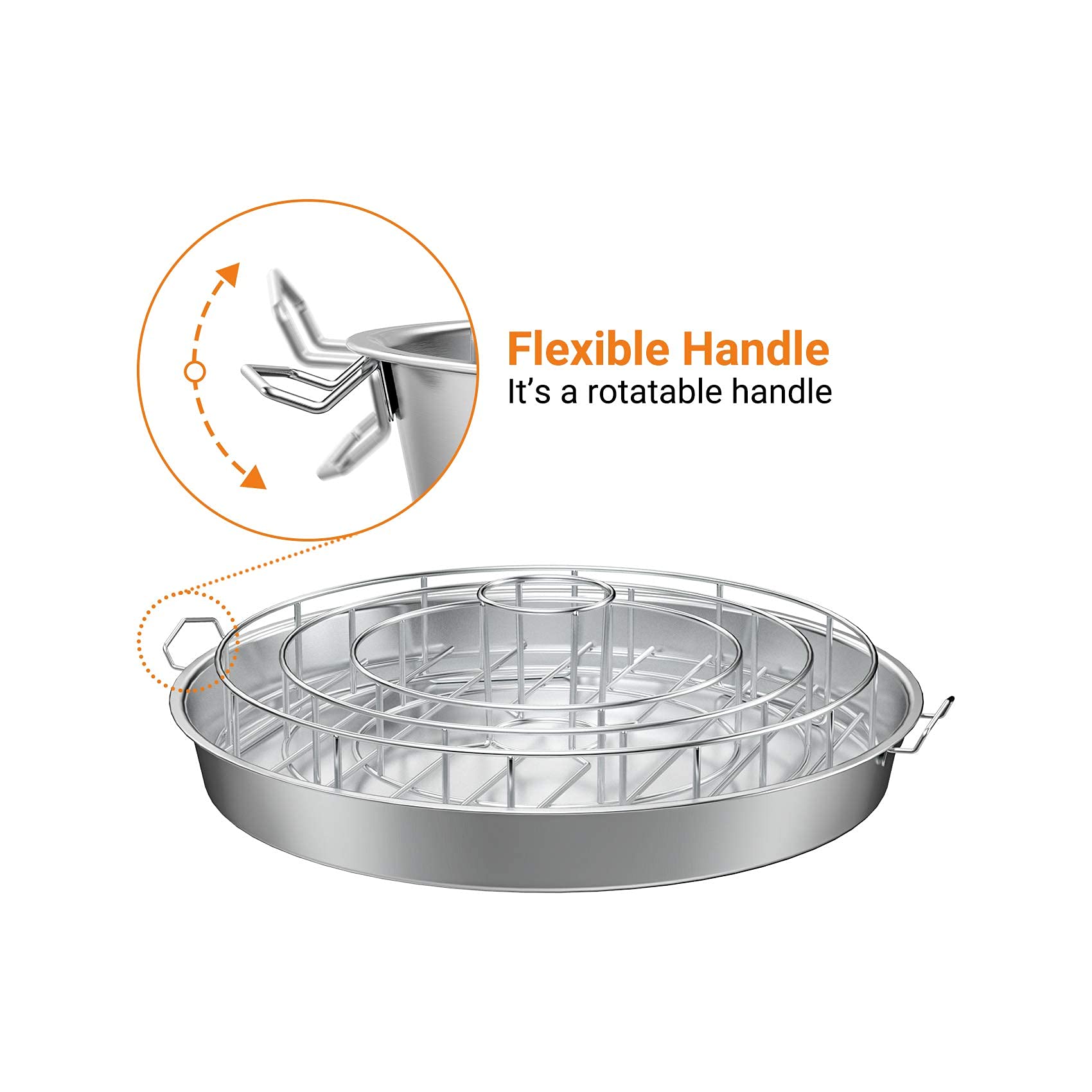 Supporto Di Cottura Per Costine E Pollo BBQ - Per Affumicare Su Weber, Green Egg, Kamado Joe, Acciaio Inox