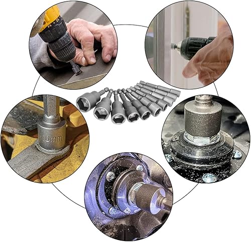 Miniatura 6 de Juego de 10 brocas magnéticas de cambio rápido, vástago hexagonal de 14 de pulgada, acero al cromo-vanadio de 2.559 in2.5 pulgadas de longitud,